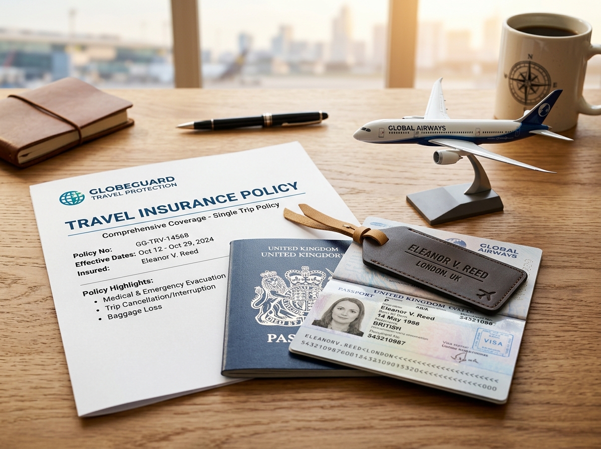 Travel Insurance Policy & Luggage Tag